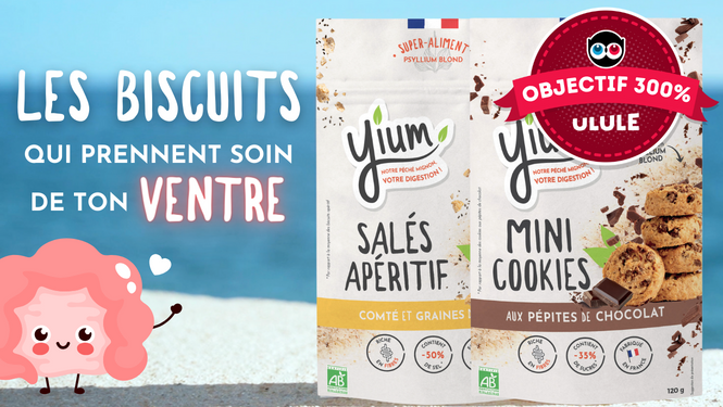 couverture ulule Yium 300% objectif biscuits santé crowdfunding