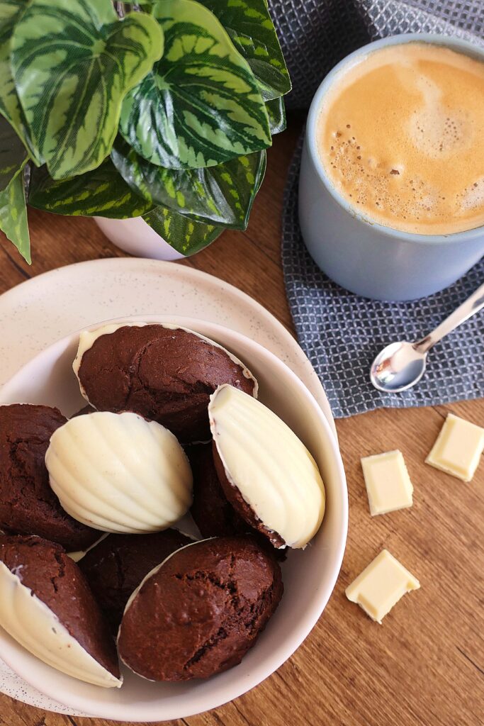 madeleines chocolat coque chocolat blanc gourmand digeste psyllium blond