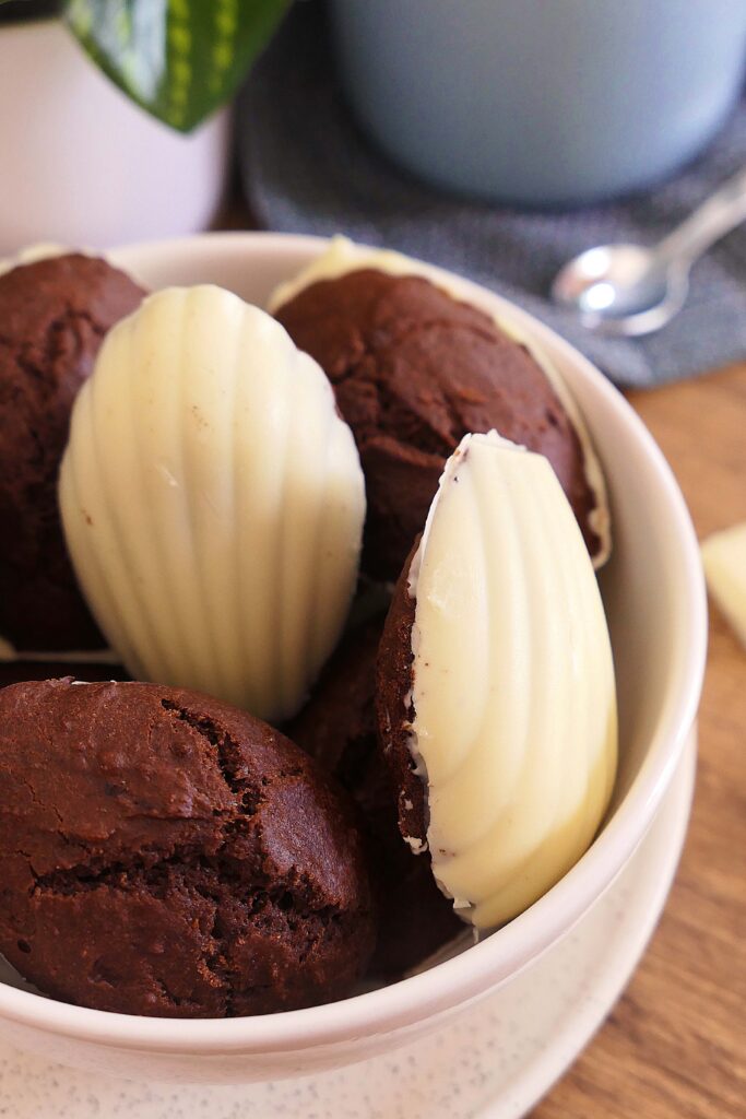 madeleines chocolat coque chocolat blanc gourmand digeste psyllium blond