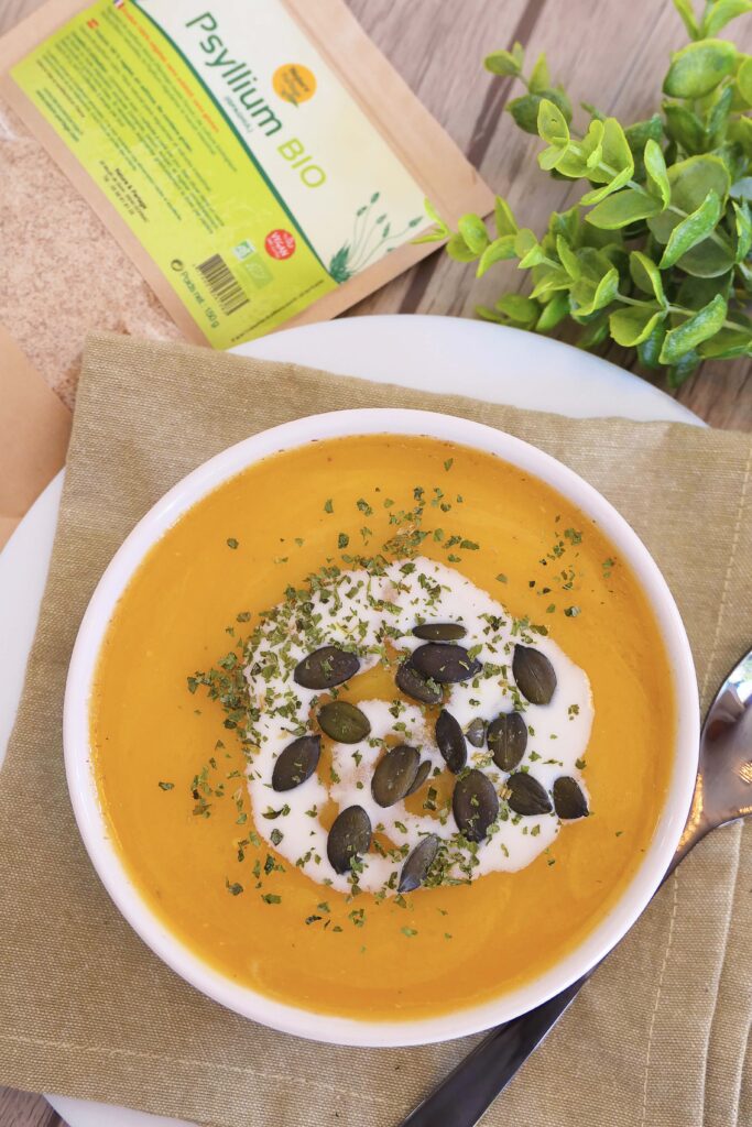soupe d'automne courge butternut healthy digestion facile transit intestinal psyllium blond