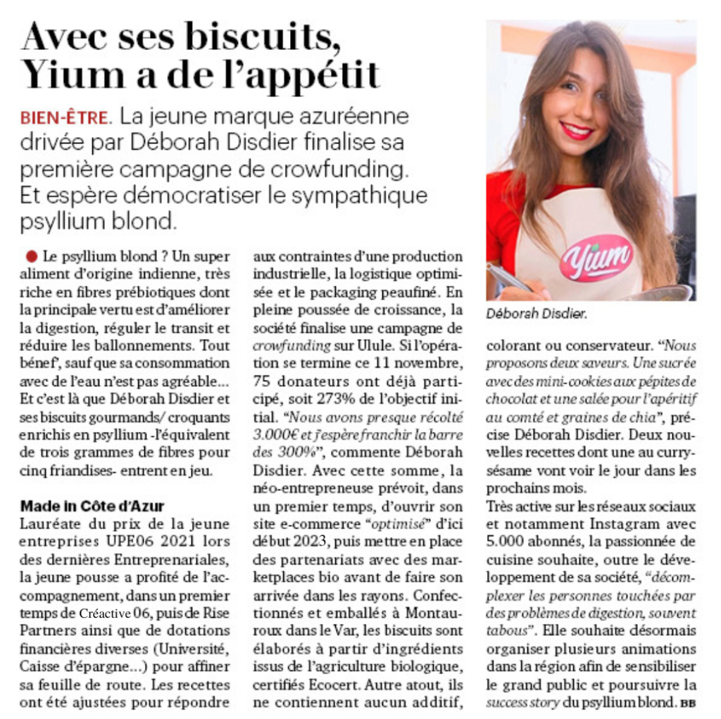 article presse tribune côte d'azur yium campagne ulule crowdfunding financement participatif